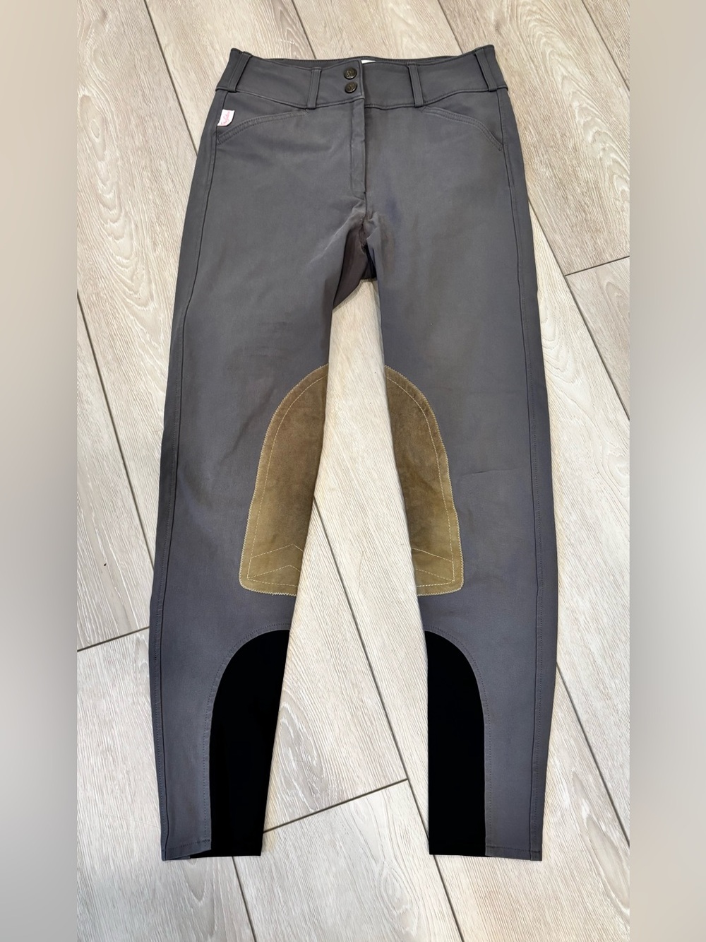 The Tailored Sportsman Gray Breeches with Tan Suede Knee Patches